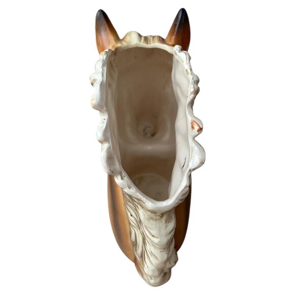 Inarco, Japan, Horse Head Planter, Vase. E-6560 Brown Palomino Equestrian Decor - Picture 7 of 10
